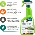 Safer Neem Oil RTU Fungicide, Miticide, and Insecticide – Fungus & Disease Control – 946ml - Image 2