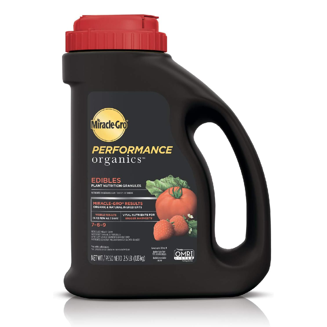 performance-organic.png Miracle-Gro Organic Plant Food Performance Organics Edibles Granules 7-6-9 (2.5 lbs) – Granular Plant Nutrition - Image 1