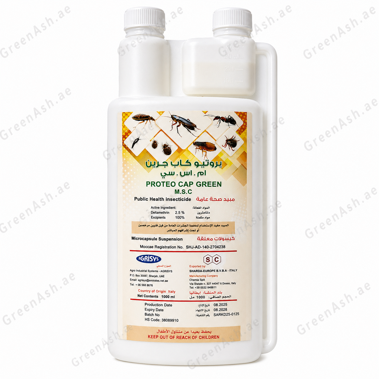 proteo-cap-green-m.s.c-insecticide-front.png Proteo Cap Green M.S.C Insecticide – Deltamethrin 2.5% Microcapsule Suspension – 1L – Pest - Image 1